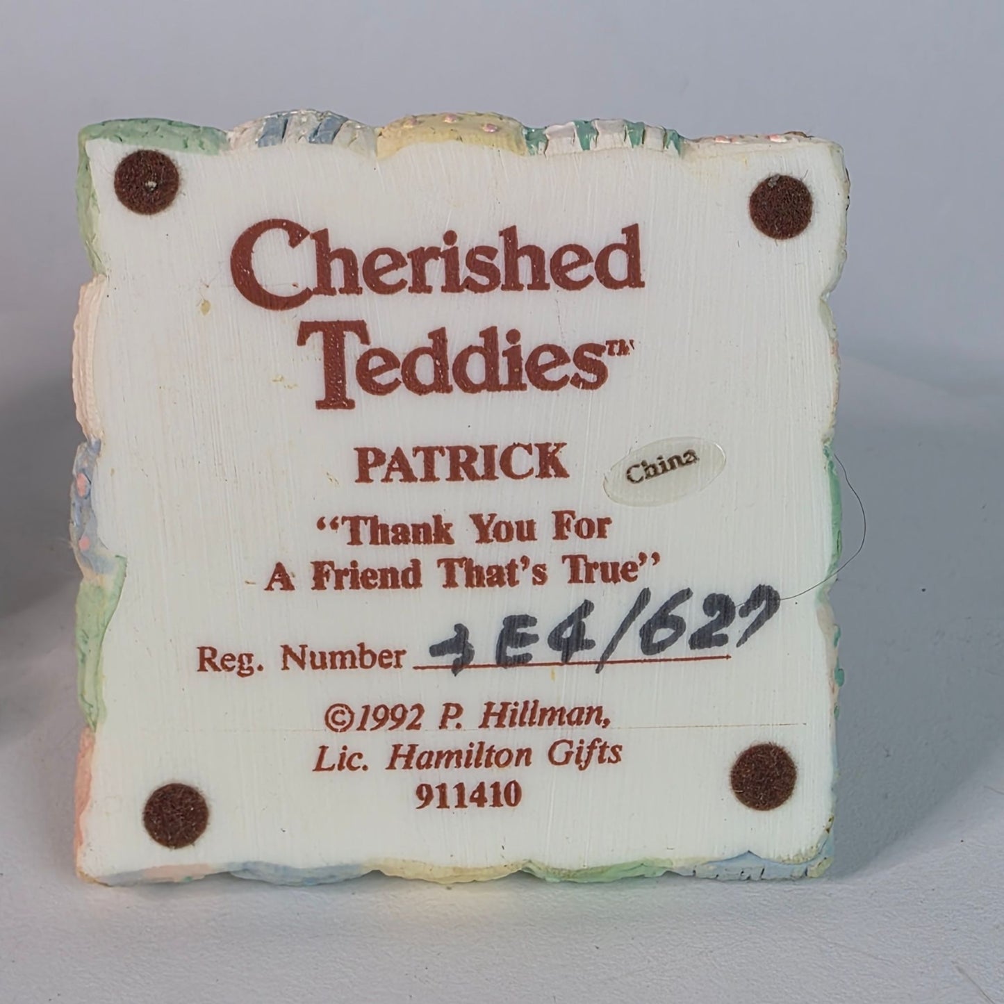 Vintage Cherished Teddies Camille & Patrick Figurines 1991/1992 Collectibles By Hamilton Gifts