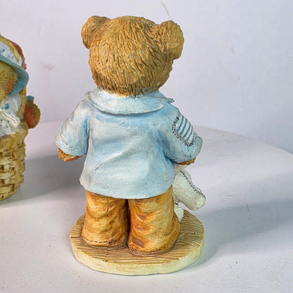 Vintage Abigail & Jeremy Collectible Teddy Bear Figurines By P. Hillman 1991/1992 Hamilton Gifts China