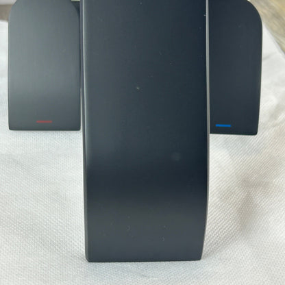 Two Handle Waterfall Bathroom Faucet Matte Black With Metal Pop-Up Drain Stopper