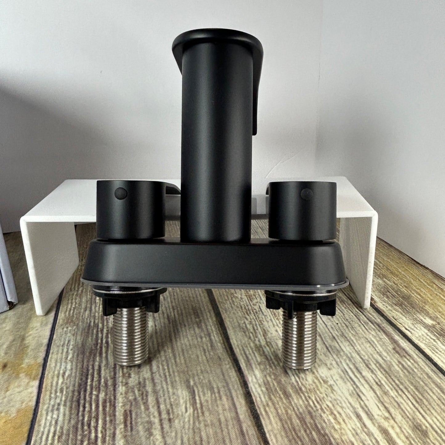 Two Handle Waterfall Bathroom Faucet Matte Black With Metal Pop-Up Drain Stopper