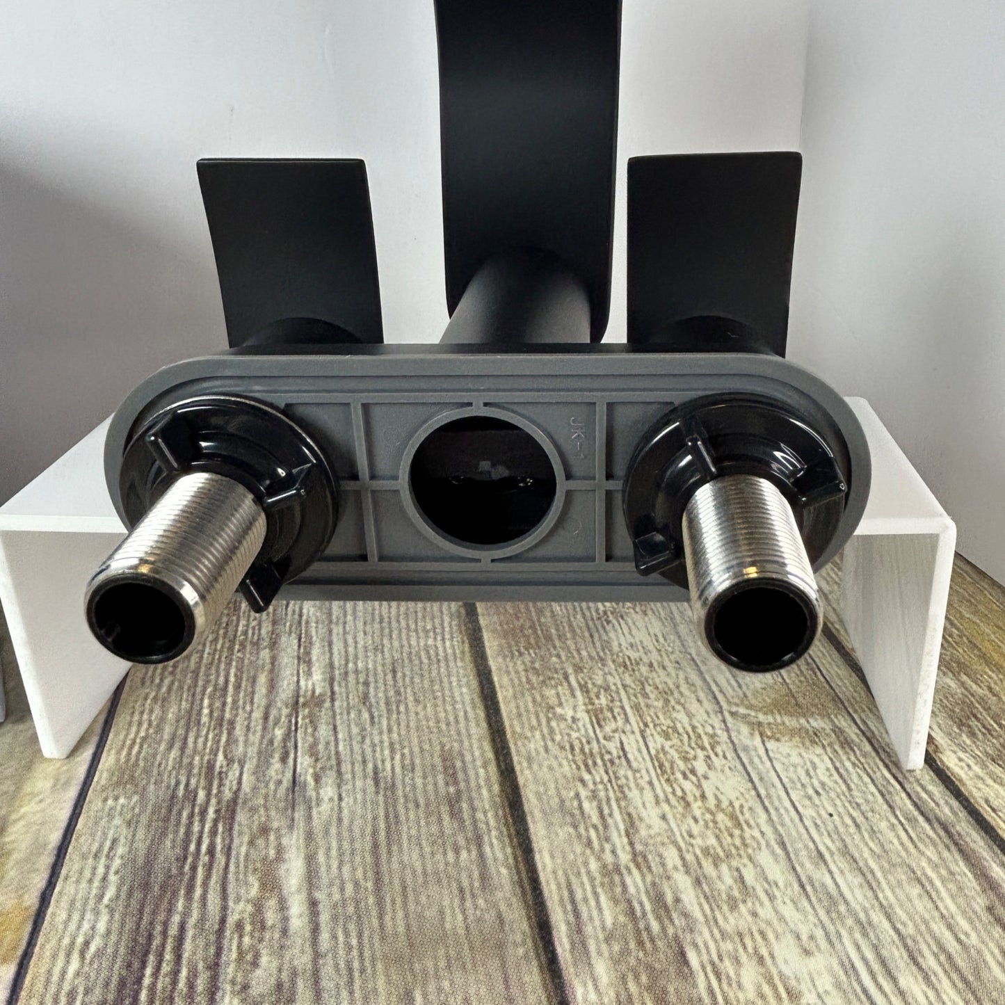 Two Handle Waterfall Bathroom Faucet Matte Black With Metal Pop-Up Drain Stopper