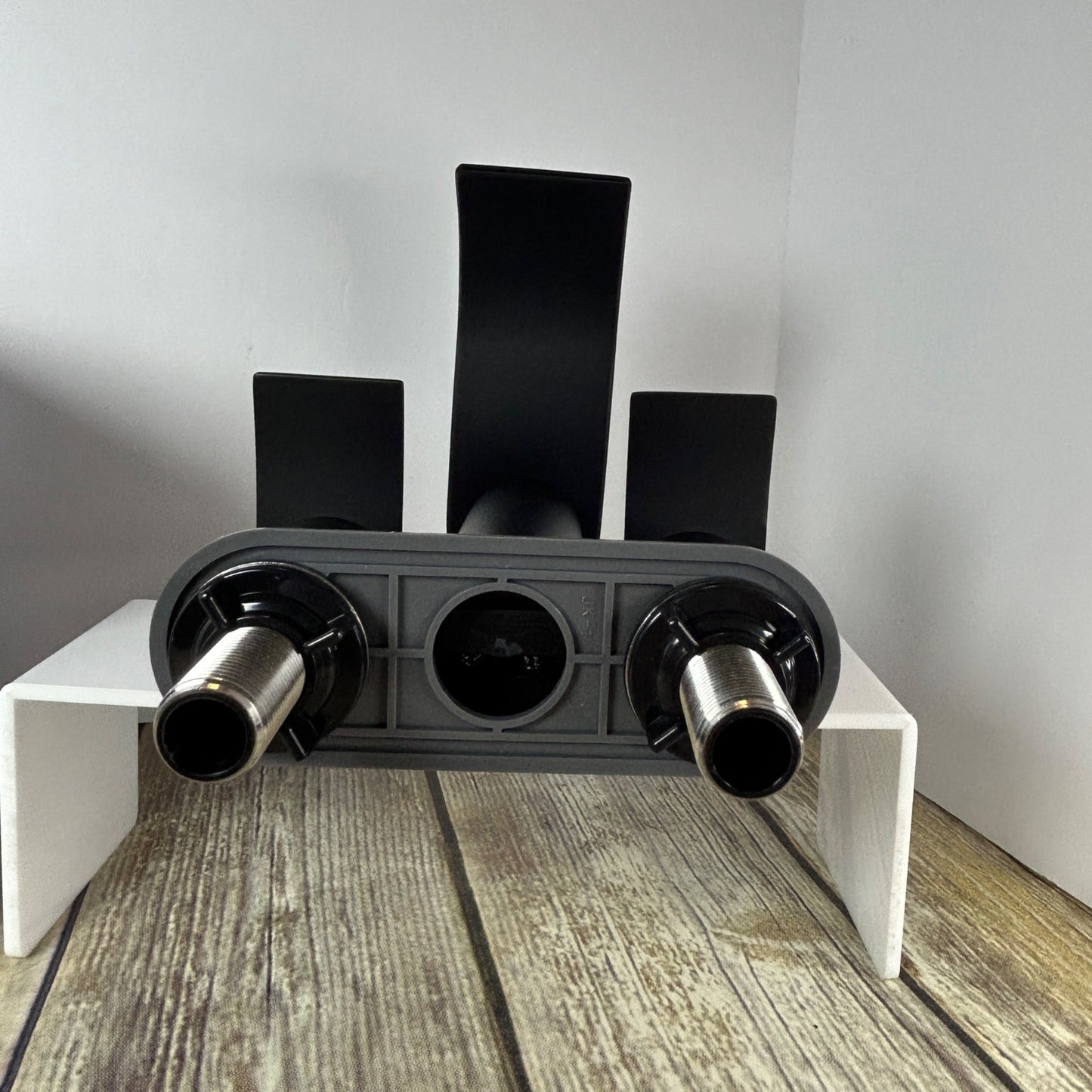 Two Handle Waterfall Bathroom Faucet Matte Black With Metal Pop-Up Drain Stopper