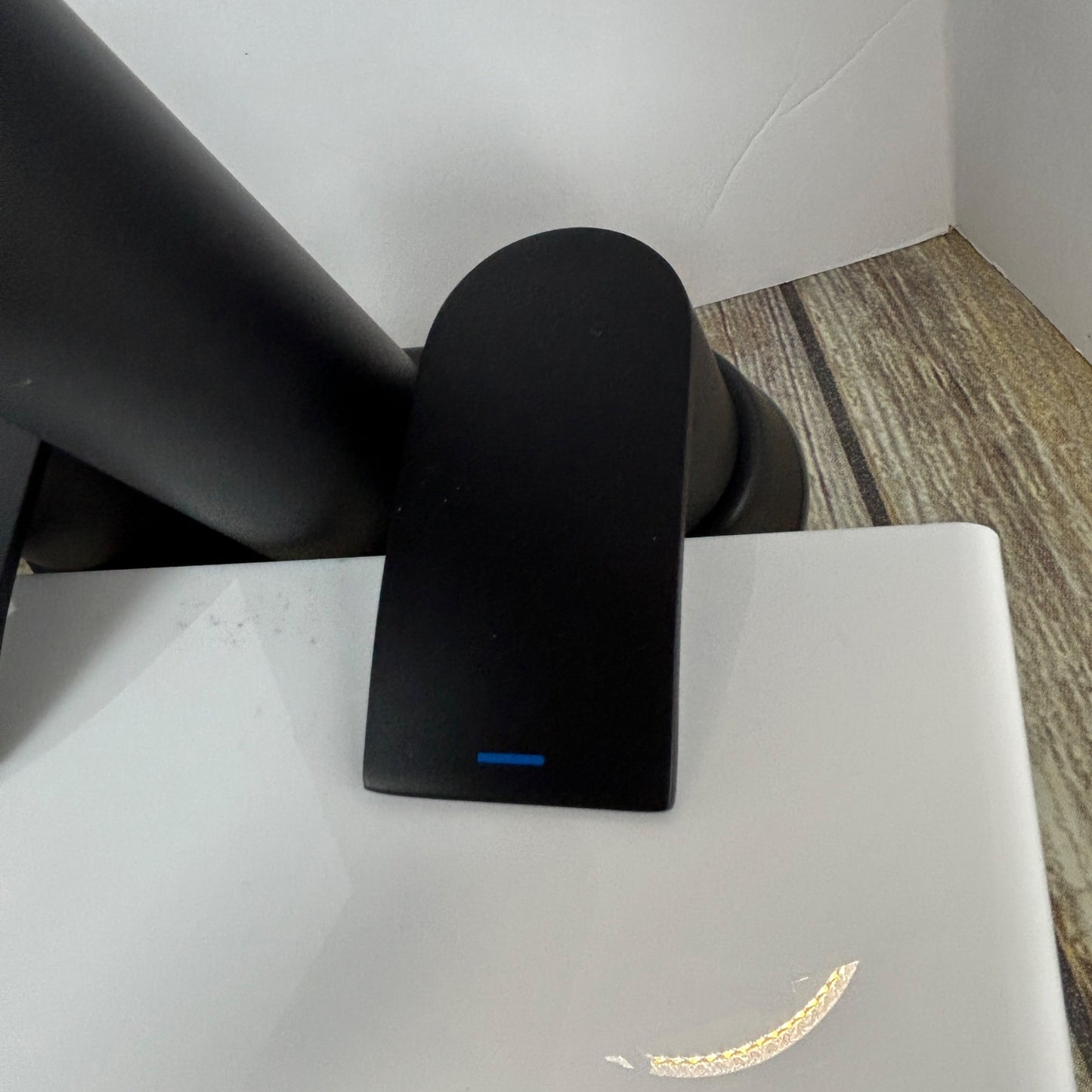 Two Handle Waterfall Bathroom Faucet Matte Black With Metal Pop-Up Drain Stopper