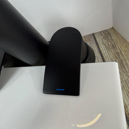 Two Handle Waterfall Bathroom Faucet Matte Black With Metal Pop-Up Drain Stopper