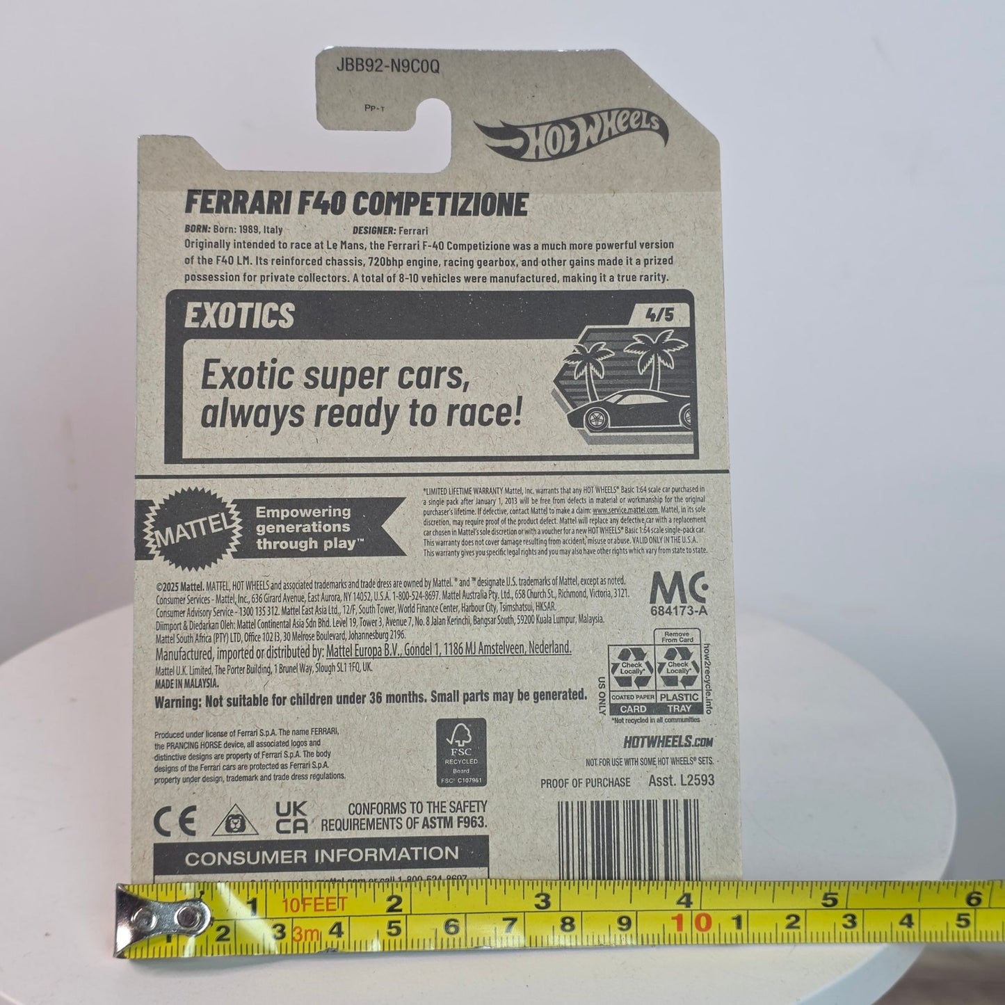 NEW 2025 Hot Wheels Ferrari F40 Competizione 198/250 EXOTICS 4/5 YELLOW