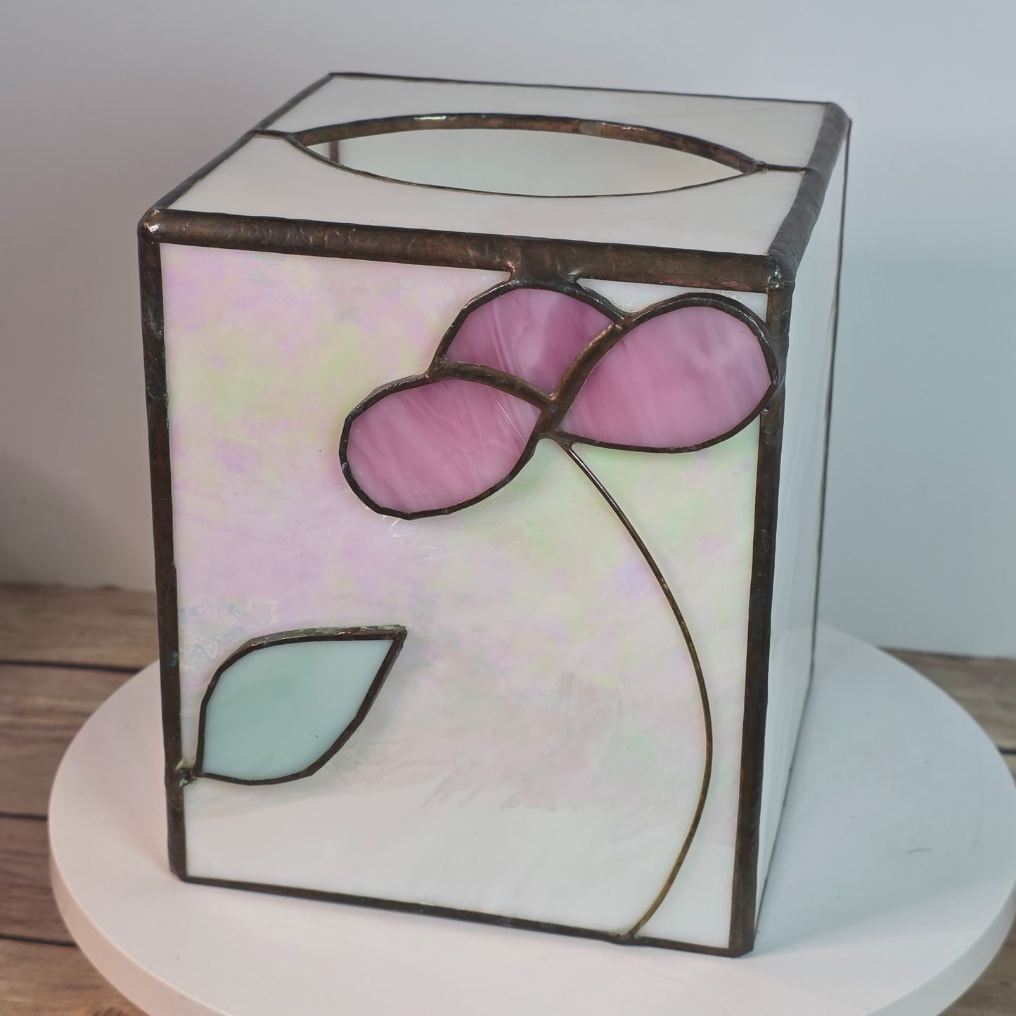 Vintage Stained Glass Tissue Box Cover By Pams Glass Works