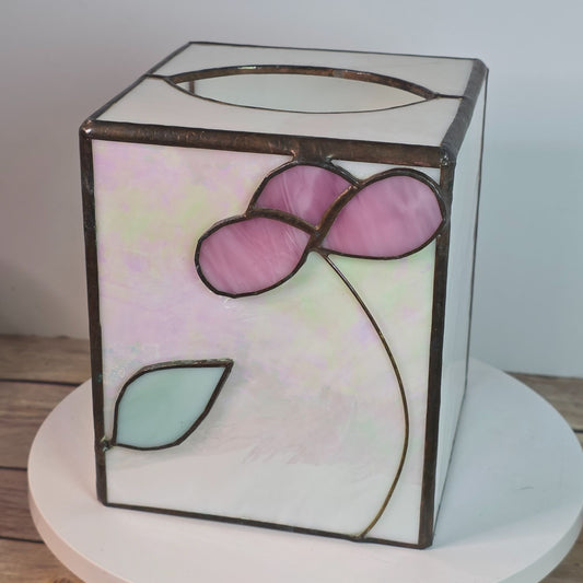 Vintage Stained Glass Tissue Box Cover By Pams Glass Works
