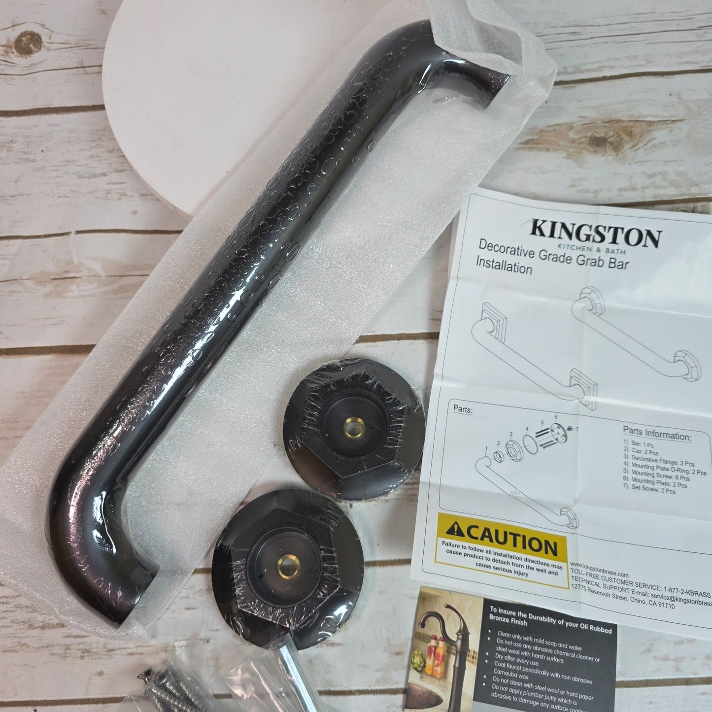 Kingston Brass 12-Inch Decorative Grade Grab Bar Oil Rubbed Bronze Finish Kitchen & Bath