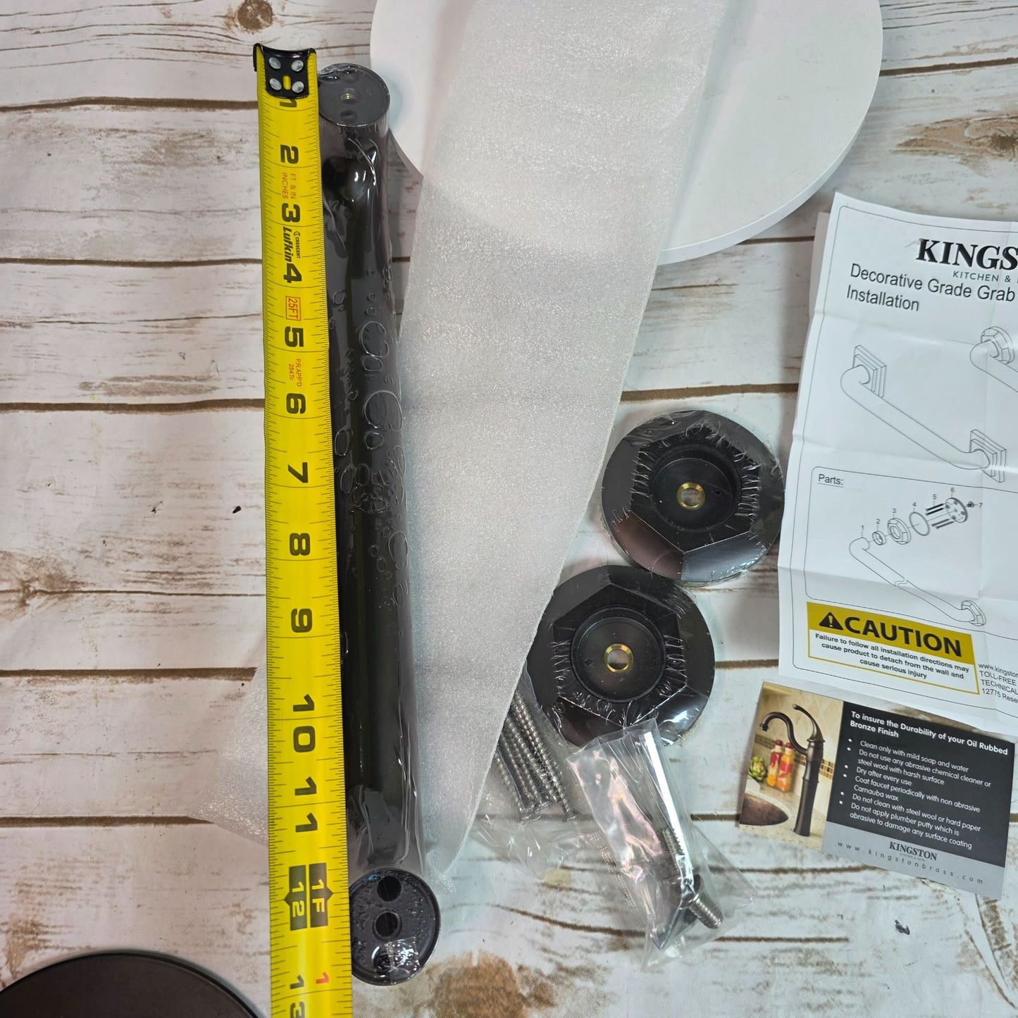 Kingston Brass 12-Inch Decorative Grade Grab Bar Oil Rubbed Bronze Finish Kitchen & Bath