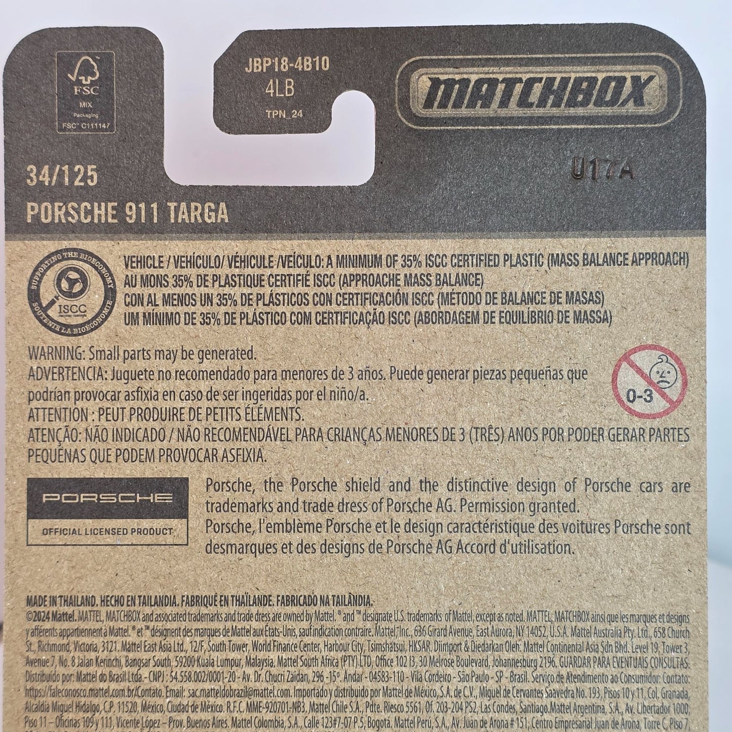 Matchbox Porsche 911 Targa Die-Cast Model 1:64 Scale Red & Black