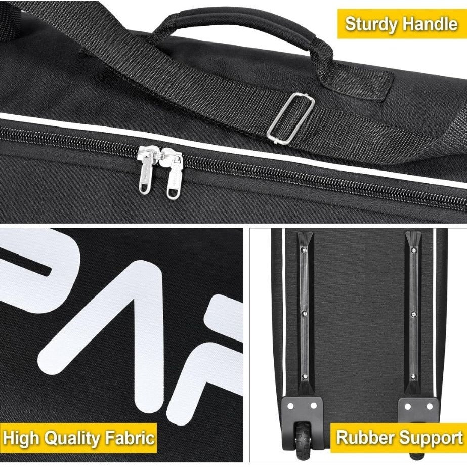 PARTAGE Ski Bag With Adjustable Length Up To 78in 600D Oxford Fabric Waterproof & Padded For Ski Equipment Black