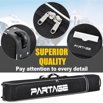 PARTAGE Ski Bag With Adjustable Length Up To 78in 600D Oxford Fabric Waterproof & Padded For Ski Equipment Black