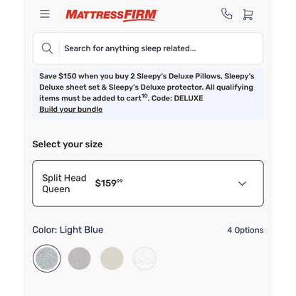 Sleepys Deluxe Cool Stretch Queen Sheet Set Egyptian Cotton Blend