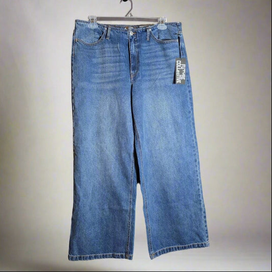 NWT New Future Collective Womens Wide Leg Denim Jeans Size 14 Blue High Rise