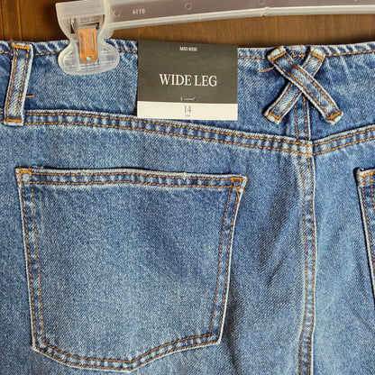 NWT New Future Collective Womens Wide Leg Denim Jeans Size 14 Blue High Rise