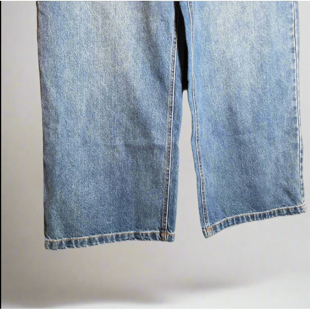 NWT New Future Collective Womens Wide Leg Denim Jeans Size 14 Blue High Rise