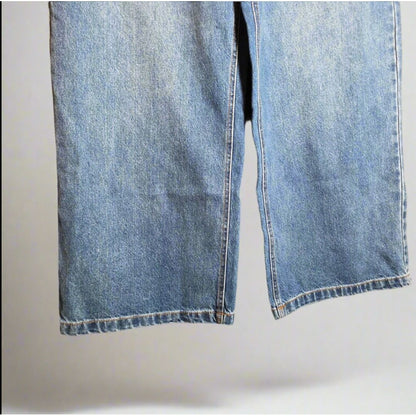 NWT New Future Collective Womens Wide Leg Denim Jeans Size 14 Blue High Rise