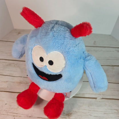 Beastie Buds Weighted Monster Plush Toy 2.2 Lbs Stress Support & Sleep Aid For All Ages Super Soft Blue/Red
