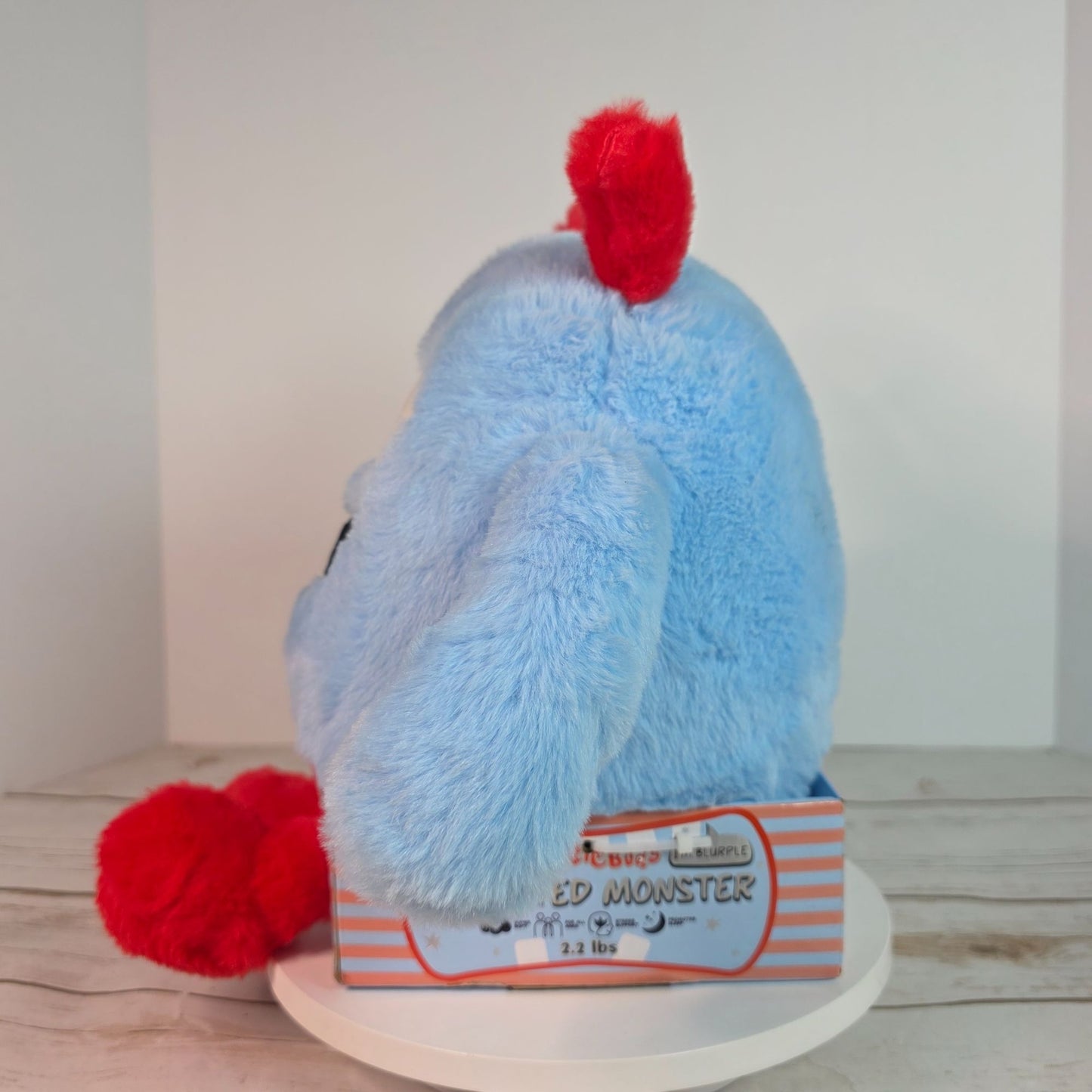 Beastie Buds Weighted Monster Plush Toy 2.2 Lbs Stress Support & Sleep Aid For All Ages Super Soft Blue/Red