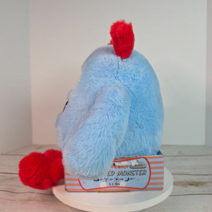Beastie Buds Weighted Monster Plush Toy 2.2 Lbs Stress Support & Sleep Aid For All Ages Super Soft Blue/Red