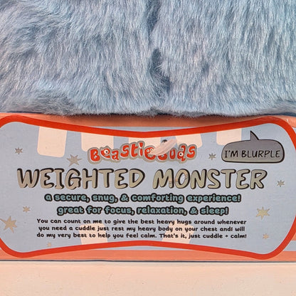 Beastie Buds Weighted Monster Plush Toy 2.2 Lbs Stress Support & Sleep Aid For All Ages Super Soft Blue/Red