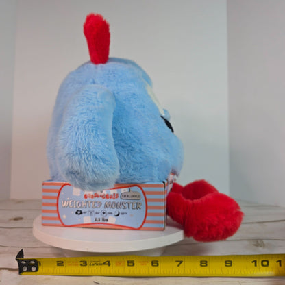 Beastie Buds Weighted Monster Plush Toy 2.2 Lbs Stress Support & Sleep Aid For All Ages Super Soft Blue/Red