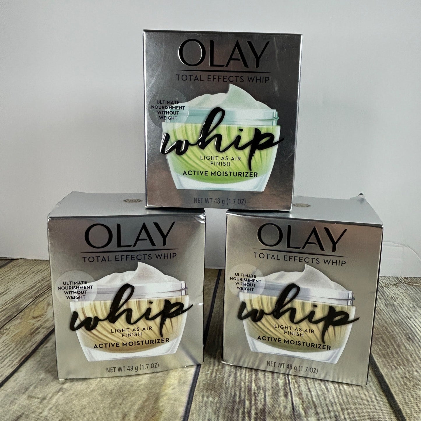 Lot of 3 Olay Total Effects Whip Light As Air Finish Active Moisturizer 1.7oz