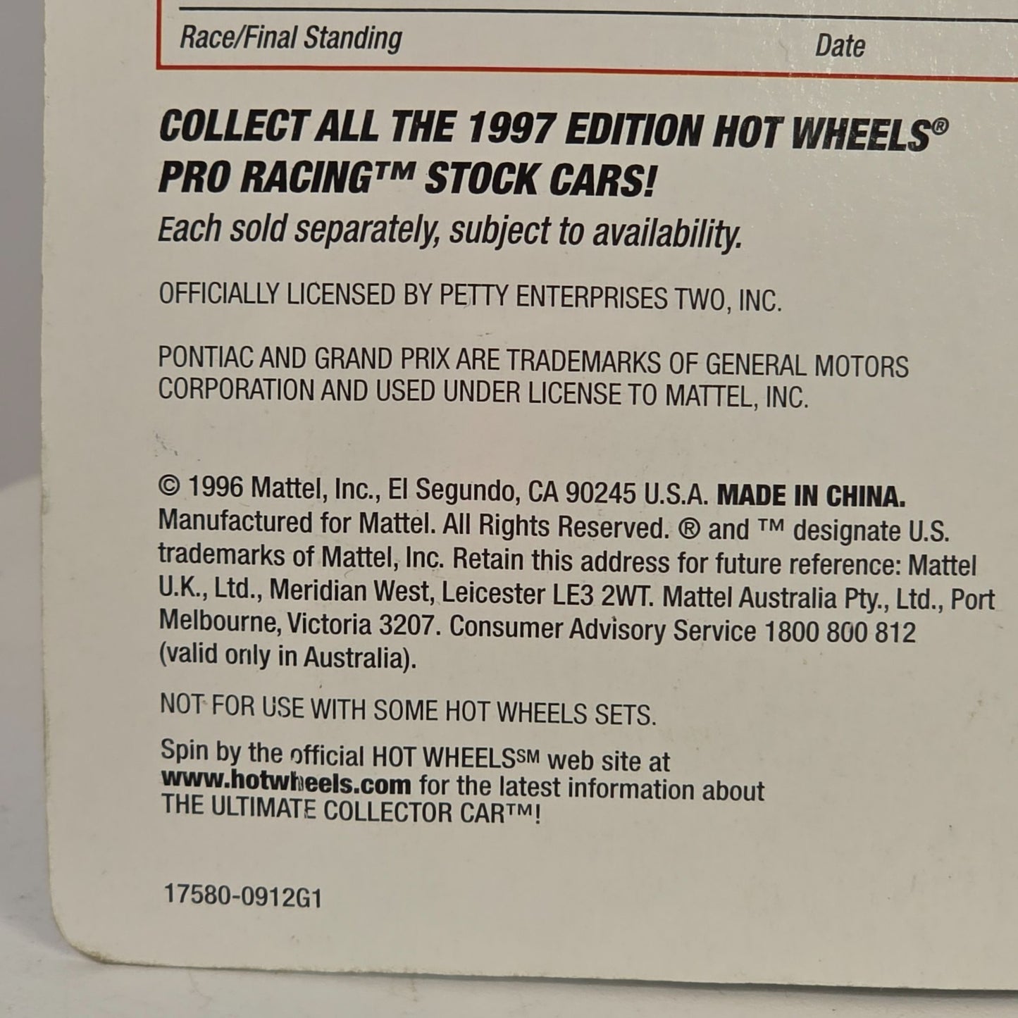 Hot Wheels NASCAR Pro Racing Kyle Petty Die-Cast Car 1998