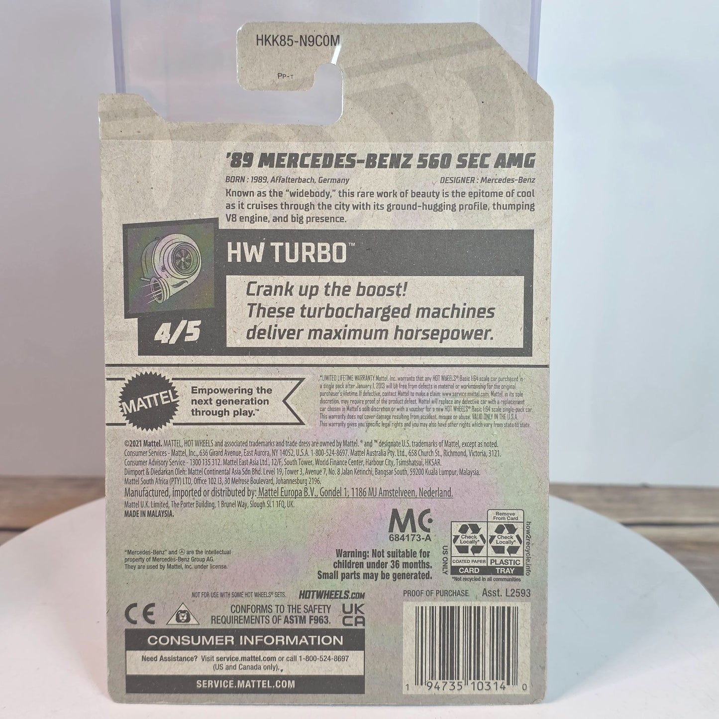 Hot Wheels 89 Mercedes-Benz 560 SEC AMG Die-Cast Car