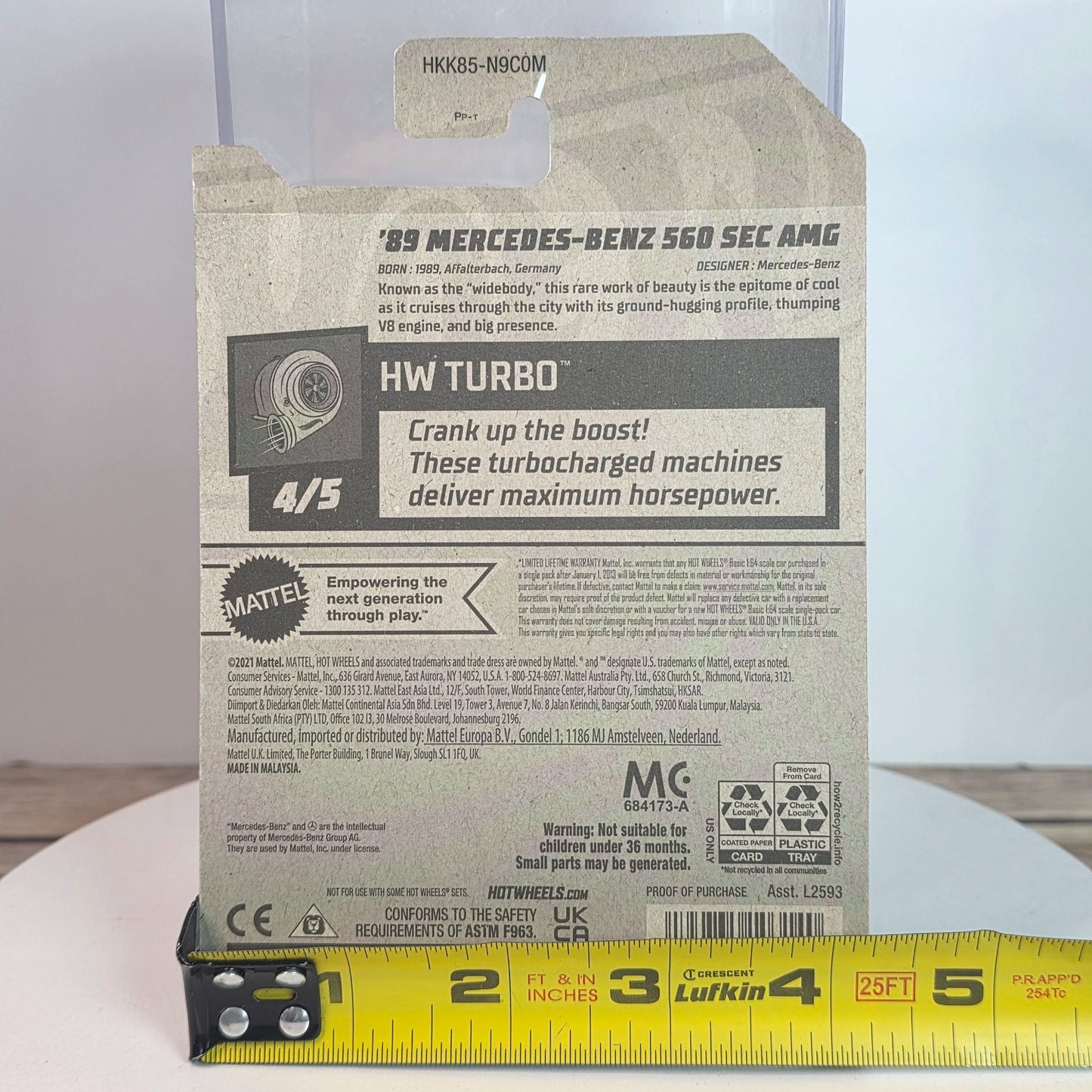 Hot Wheels 89 Mercedes-Benz 560 SEC AMG Die-Cast Car