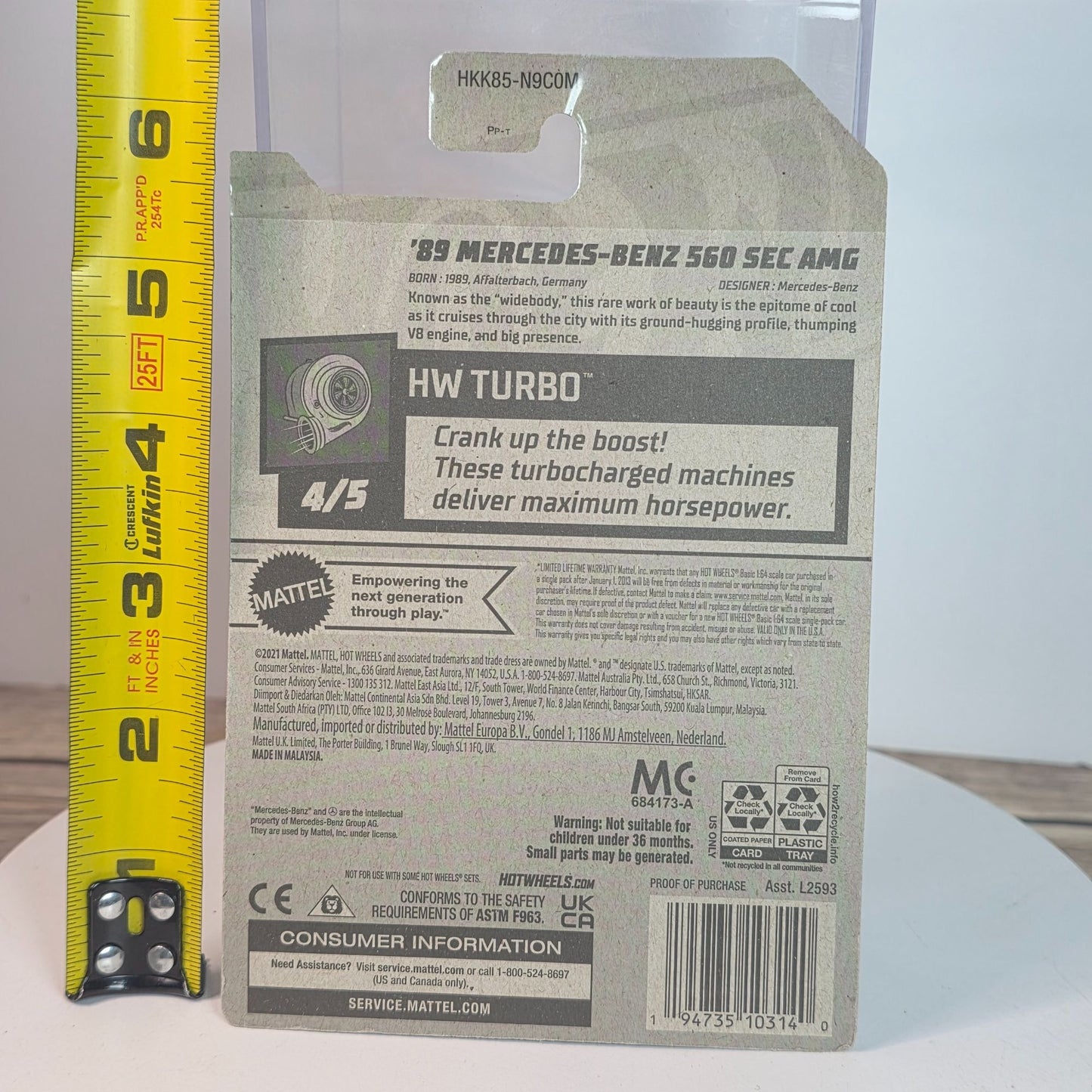 Hot Wheels 89 Mercedes-Benz 560 SEC AMG Die-Cast Car