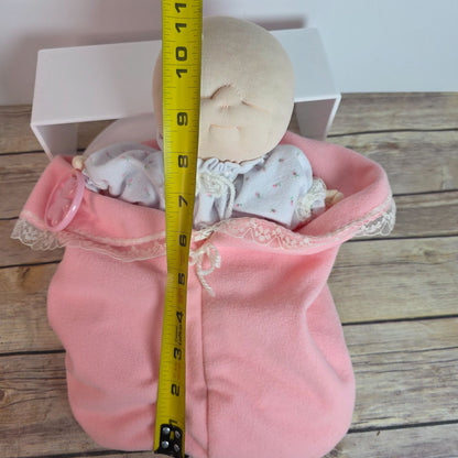 Vintage 1983 Dakin Soft Baby Doll With Pink Blanket & Bear