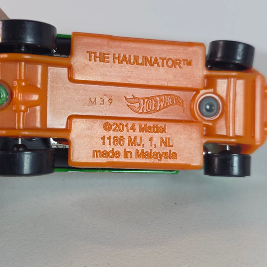 2014 Hot Wheels Haulinator Team Hot Wheels Green Flatbed Truck - Chrome Stacks, Loose NM