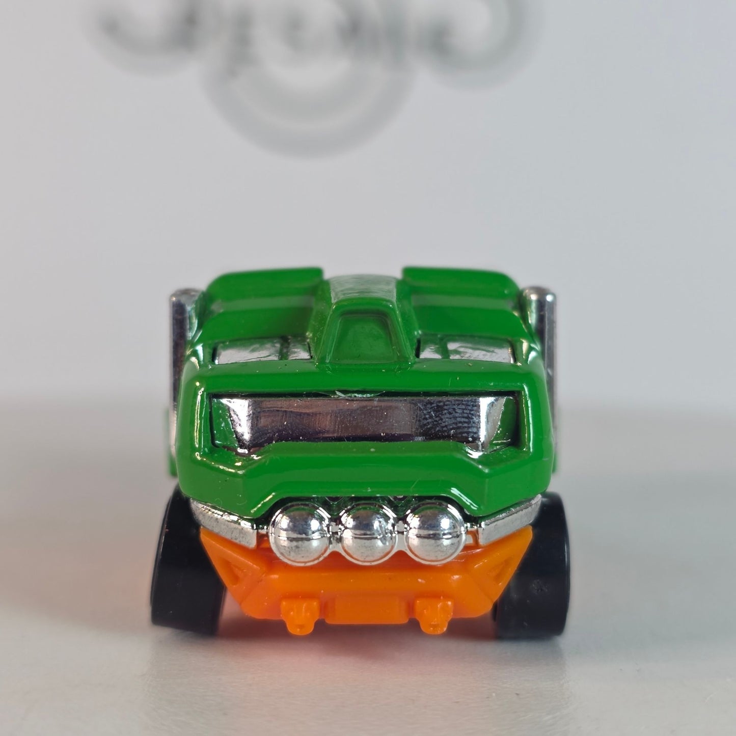 2014 Hot Wheels Haulinator Team Hot Wheels Green Flatbed Truck - Chrome Stacks, Loose NM