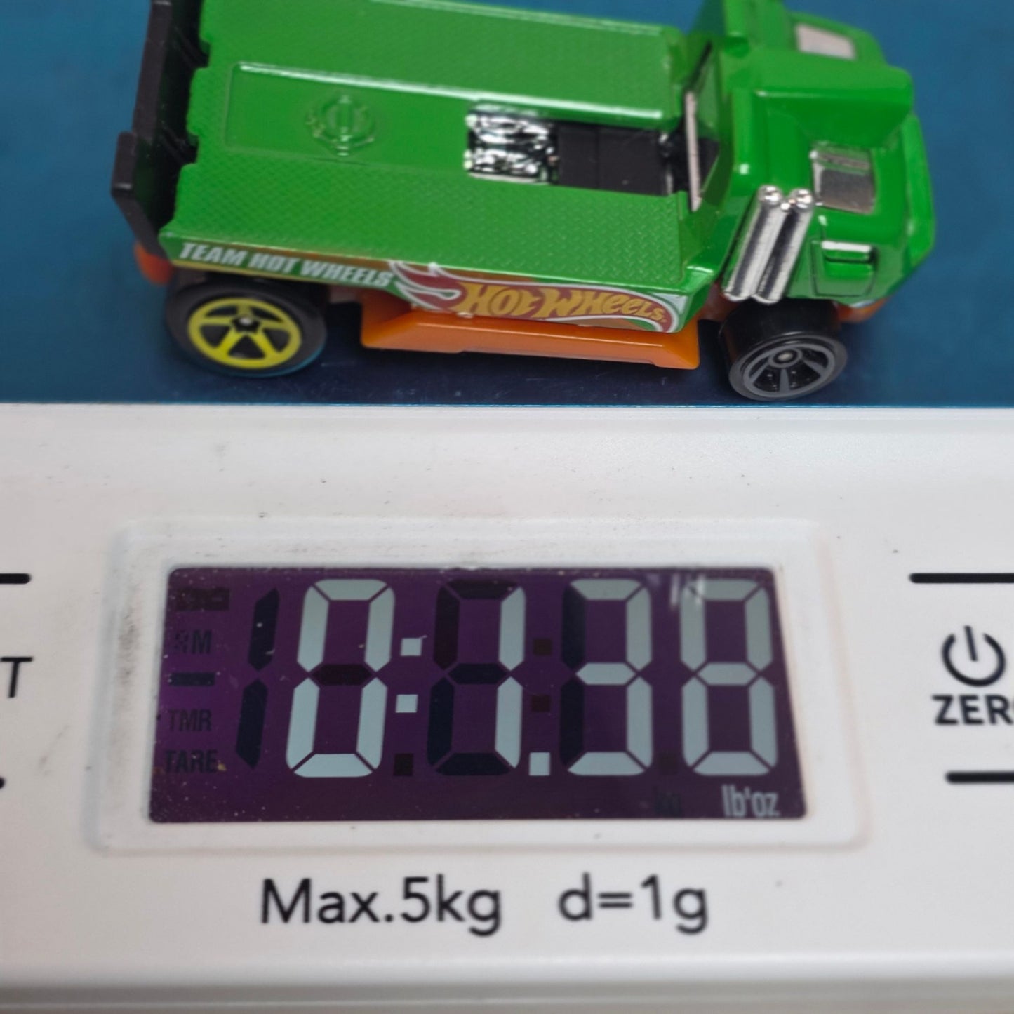 2014 Hot Wheels Haulinator Team Hot Wheels Green Flatbed Truck - Chrome Stacks, Loose NM