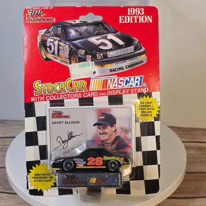 1993 Racing Champions Davey Allison Die-Cast NASCAR Stock Car With Card & Display Stand