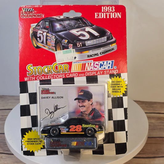1993 Racing Champions Davey Allison Die-Cast NASCAR Stock Car With Card & Display Stand