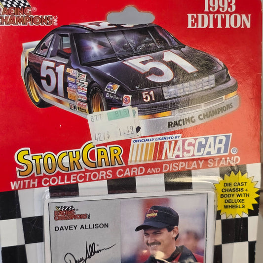 1993 Racing Champions Davey Allison Die-Cast NASCAR Stock Car With Card & Display Stand