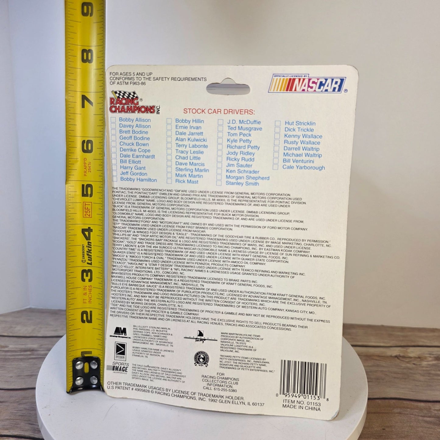 1993 Racing Champions Davey Allison Die-Cast NASCAR Stock Car With Card & Display Stand