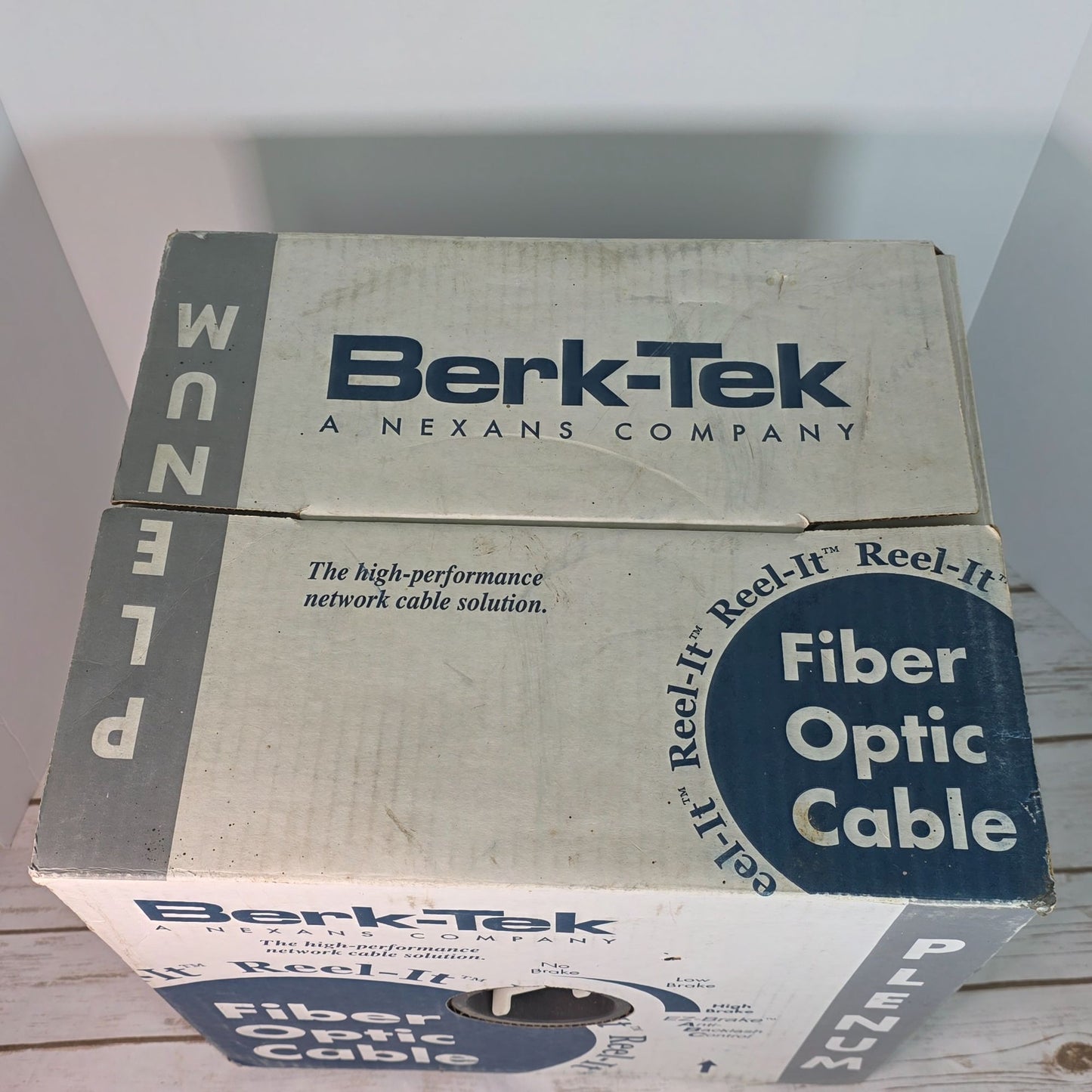 Berk-Tek Tight-Buffer Fiber Optic Cable Plenum White 1100 Ft Reel-In Box UL Listed