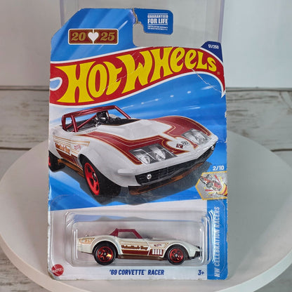 Hot Wheels 69 Corvette Racer White W/Red & Gold Details 1:64 Scale Diecast Car In Sealed Packaging