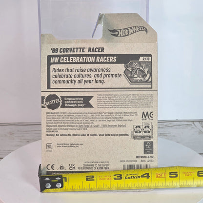 Hot Wheels 69 Corvette Racer White W/Red & Gold Details 1:64 Scale Diecast Car In Sealed Packaging