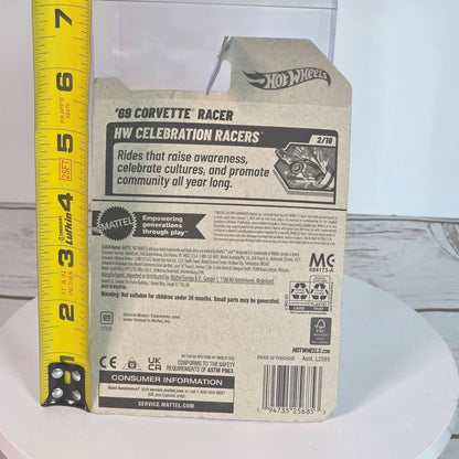 Hot Wheels 69 Corvette Racer White W/Red & Gold Details 1:64 Scale Diecast Car In Sealed Packaging