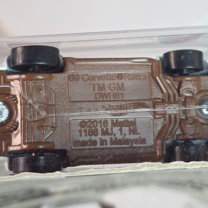 Hot Wheels 69 Corvette Racer White W/Red & Gold Details 1:64 Scale Diecast Car In Sealed Packaging