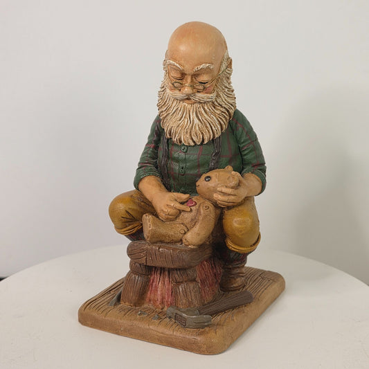 Handcrafted Resin Figurine Of Bearded Artisan Carving Teddy Bear