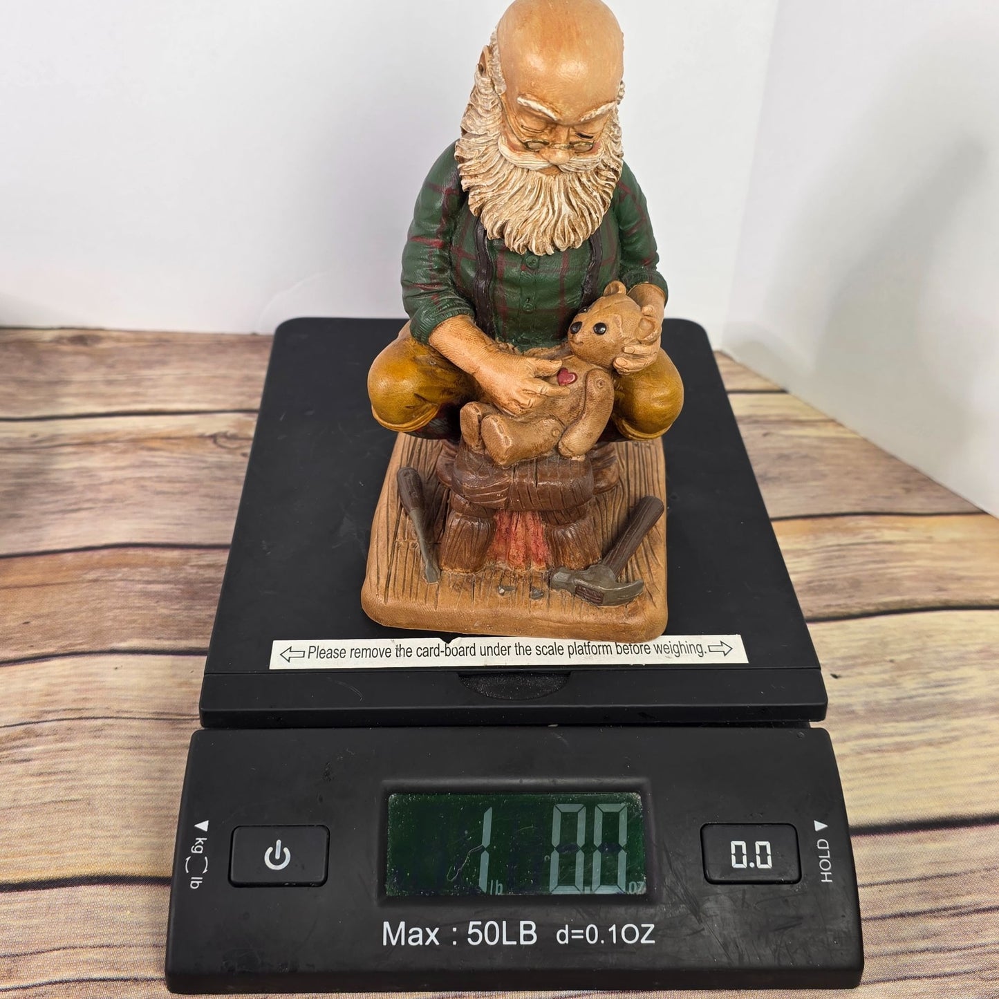 Handcrafted Resin Figurine Of Bearded Artisan Carving Teddy Bear