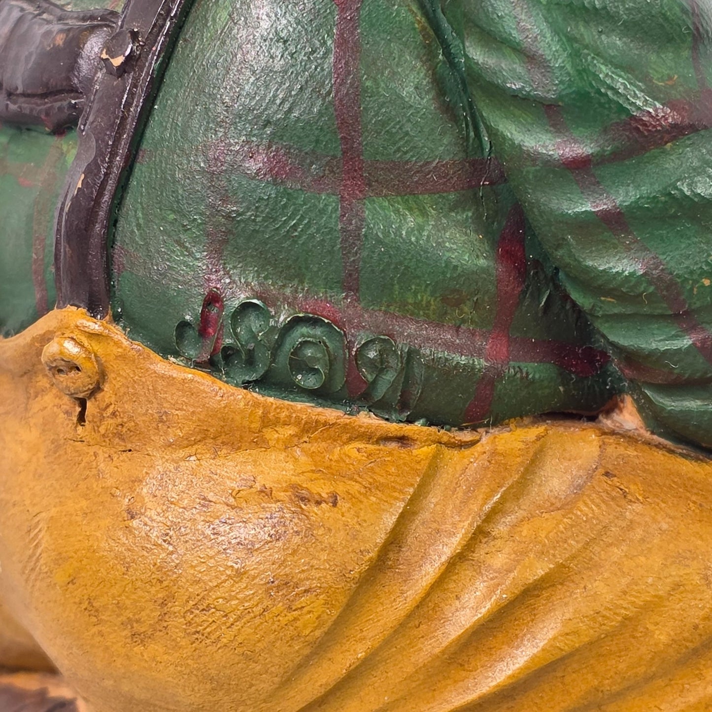 Handcrafted Resin Figurine Of Bearded Artisan Carving Teddy Bear