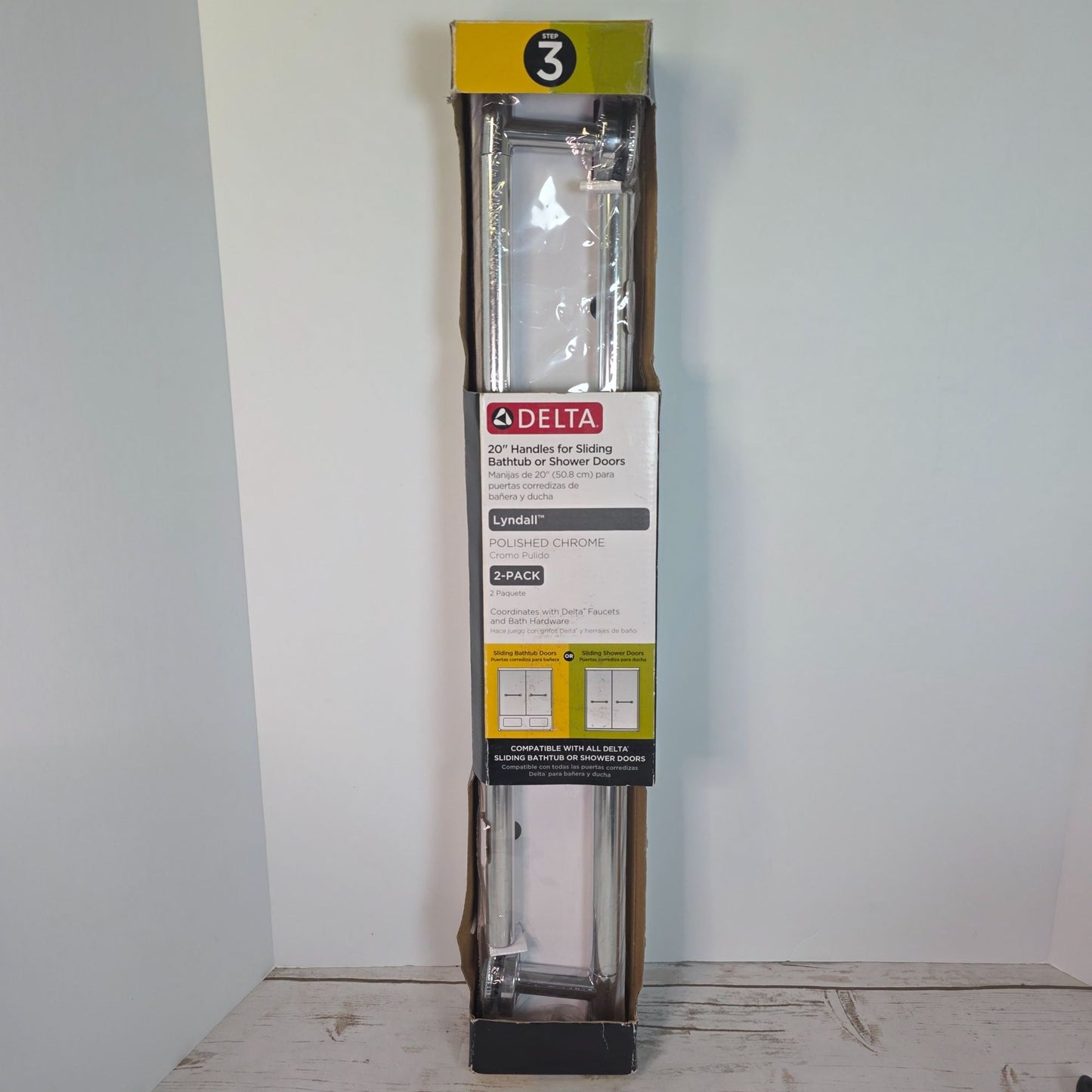 Delta Lyndall Polished Chrome 20" Handles For Sliding Bathtub Or Shower Doors 2-Pack