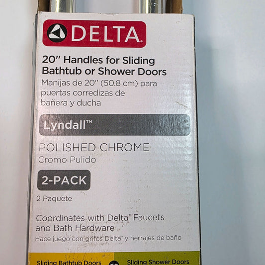 Delta Lyndall Polished Chrome 20" Handles For Sliding Bathtub Or Shower Doors 2-Pack