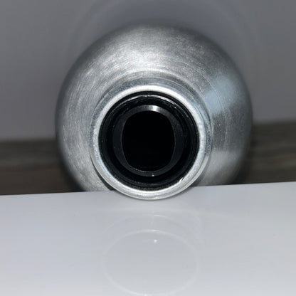 Vintage Aluminum Soda Siphon Bottle 1L Capacity Sleek Retro Design Black Plastic Head